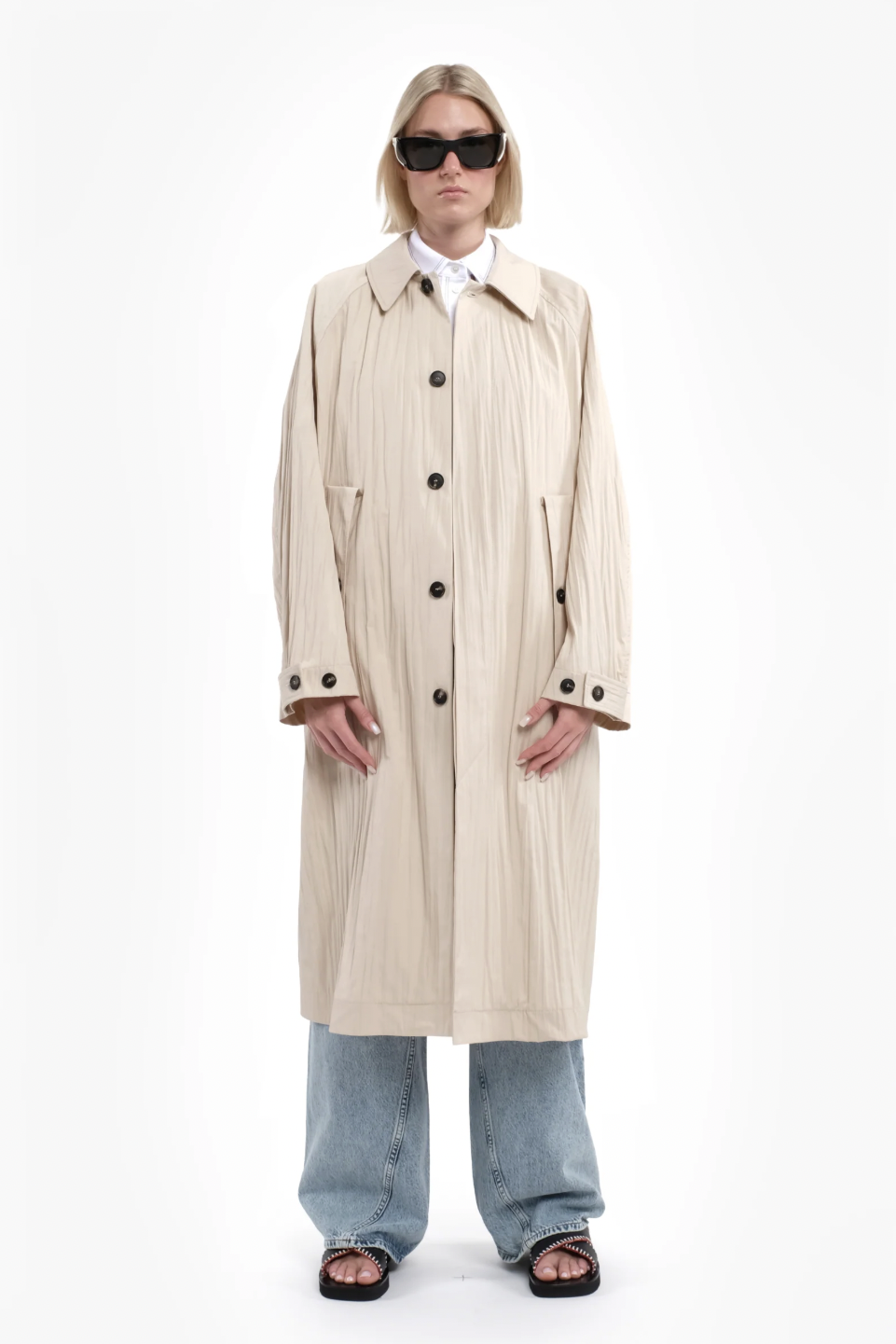 TELA Тренчкот VISCHIO длины миди из жатого технонейлона с водоотталкивающими свойствами