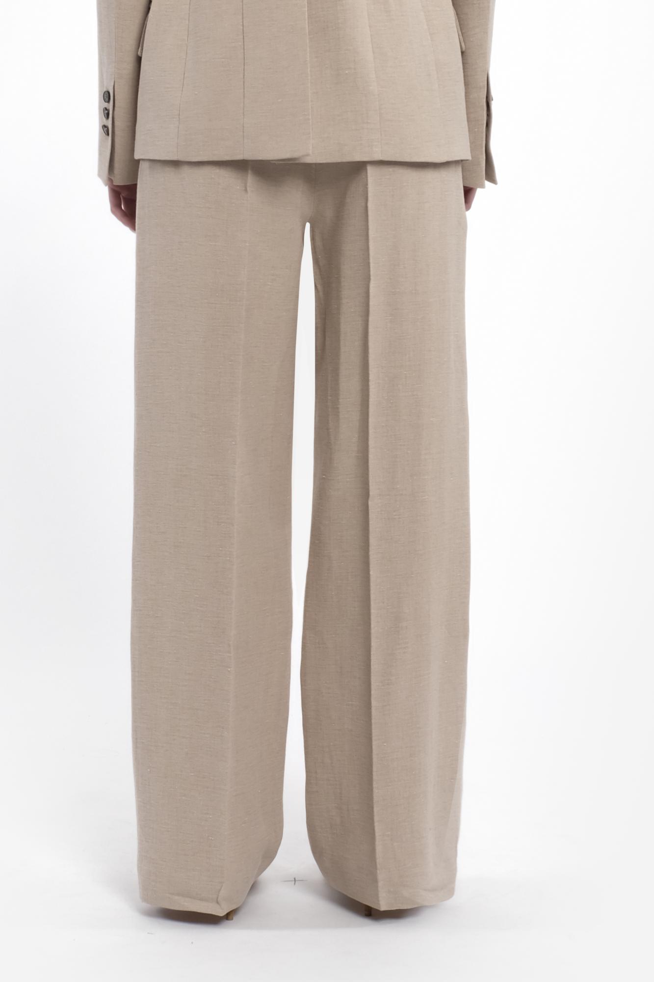 TELA Брюки ZILLO прямого кроя из фактурного льна и хлопка оттенка беж