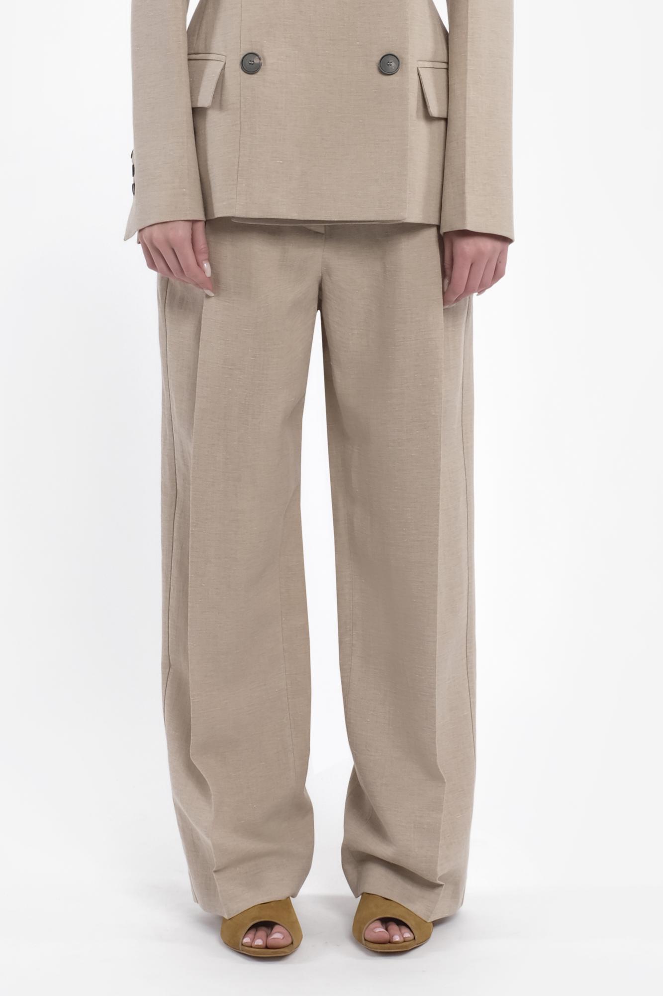 TELA Брюки ZILLO прямого кроя из фактурного льна и хлопка оттенка беж