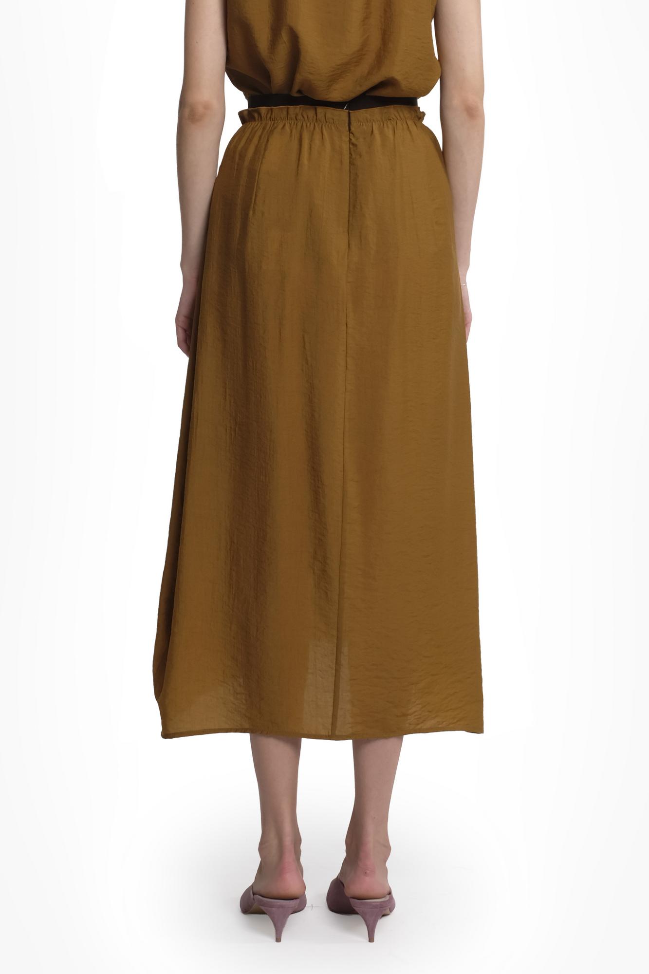TELA Юбка LEDA длины макси с мягкими складами из поплина оттенка терракоты