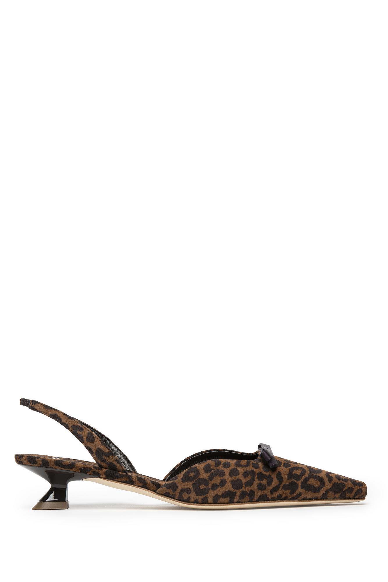 3JUIN Туфли-слингбэки PRETTY из замши с лео-принтом и элегантным плоским бантом