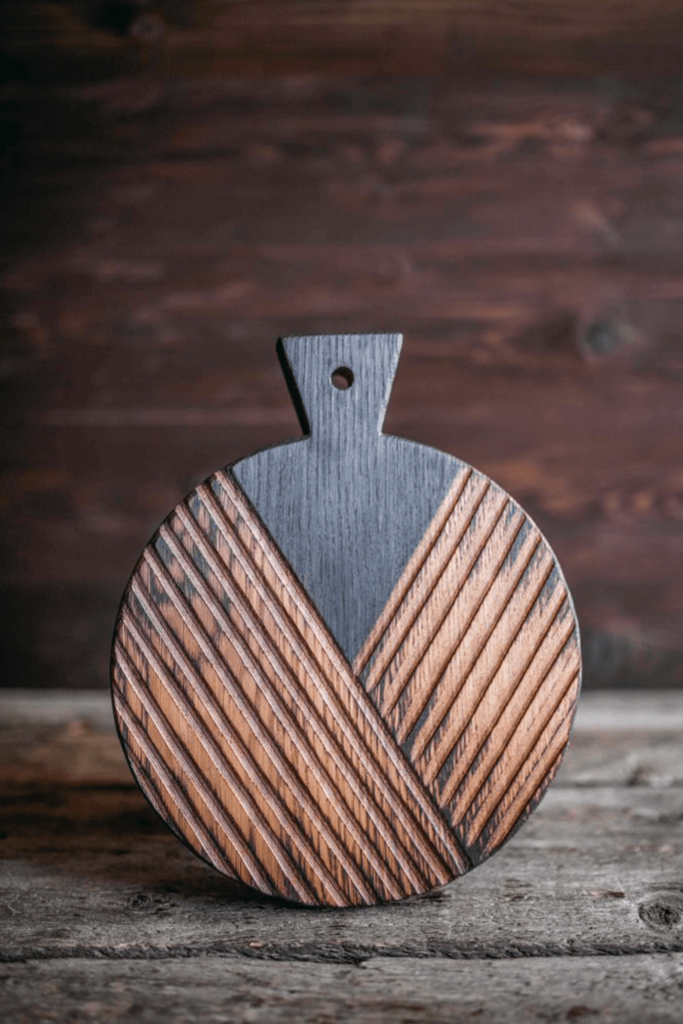 Доска для подачи дизайнерская с узорами круглая двухцветная