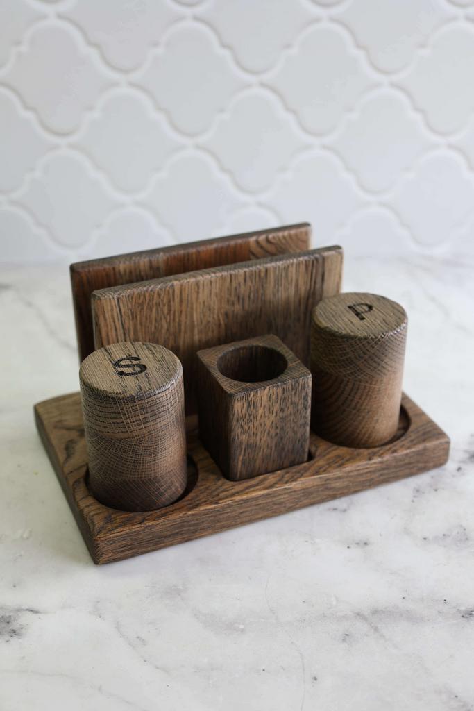 Набор для специй и салфеток, дуб, коричневый