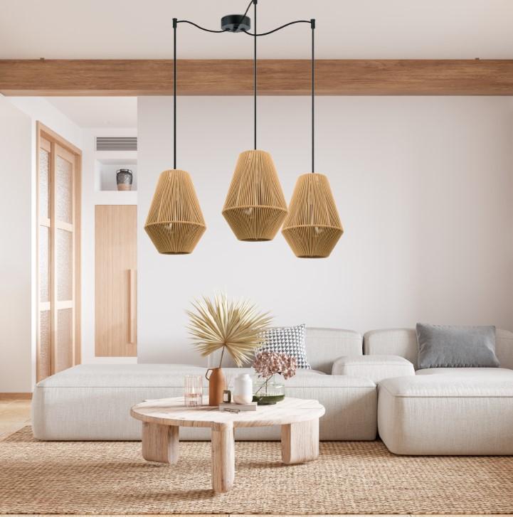 Светильник-паук  с абажурами из шнура