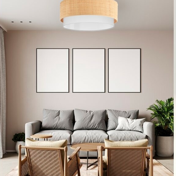 Светильник потолочный из полотна рафии и хлопка 60/50,70/60,80/70см