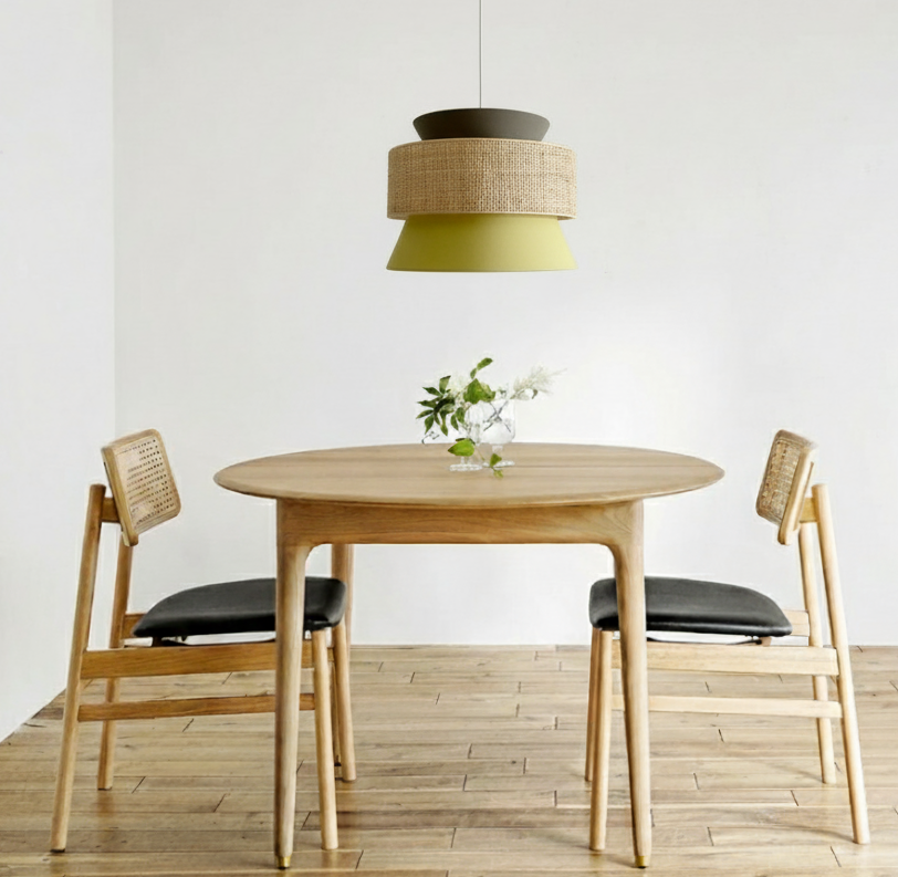 Светильник подвесной с абажуром из хлопка и  полотна рафии HL4030