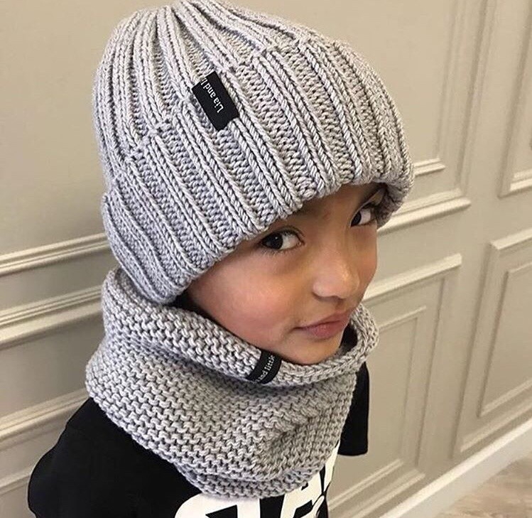 Комплект детский шапка-резинка без помпона и снуд