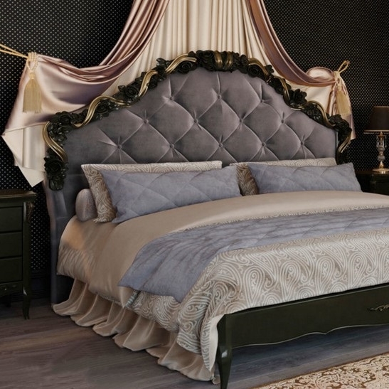 КРОВАТЬ С МЯГКИМ ИЗГОЛОВЬЕМ Декор золото 180*200 N418g