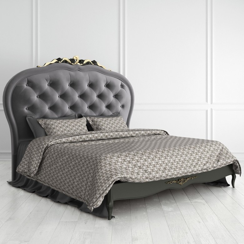 КРОВАТЬ С МЯГКИМ ИЗГОЛОВЬЕМ  позолота  180*200 R518D-К03-AG-B12