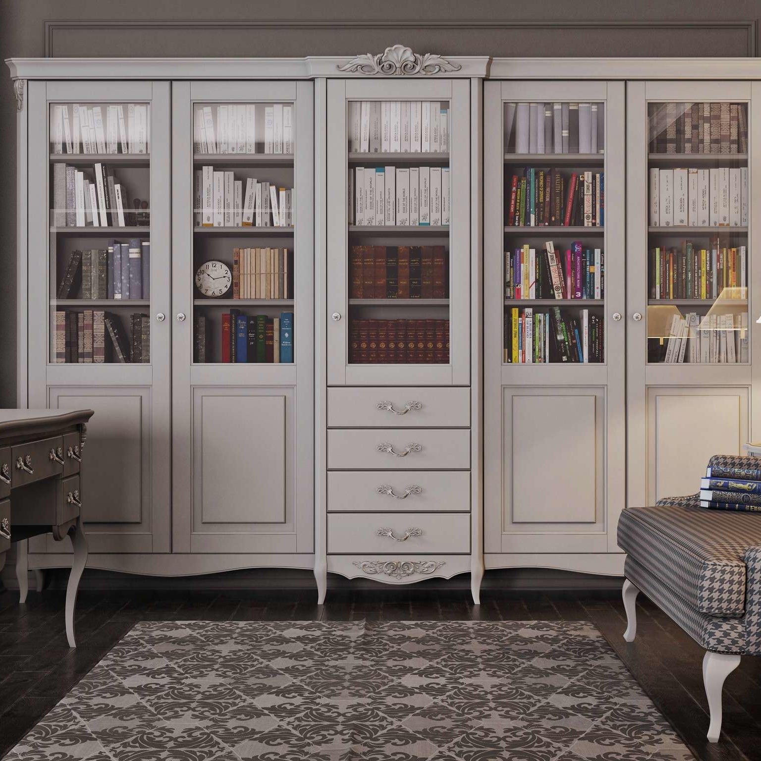 БИБЛИОТЕКА 5 ДВЕРЕЙ С ЯЩИКАМИ APs185E-K04-S