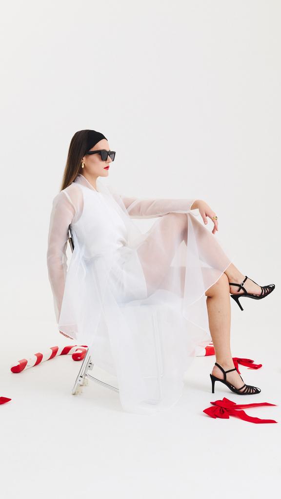 жакет из органзы молочный