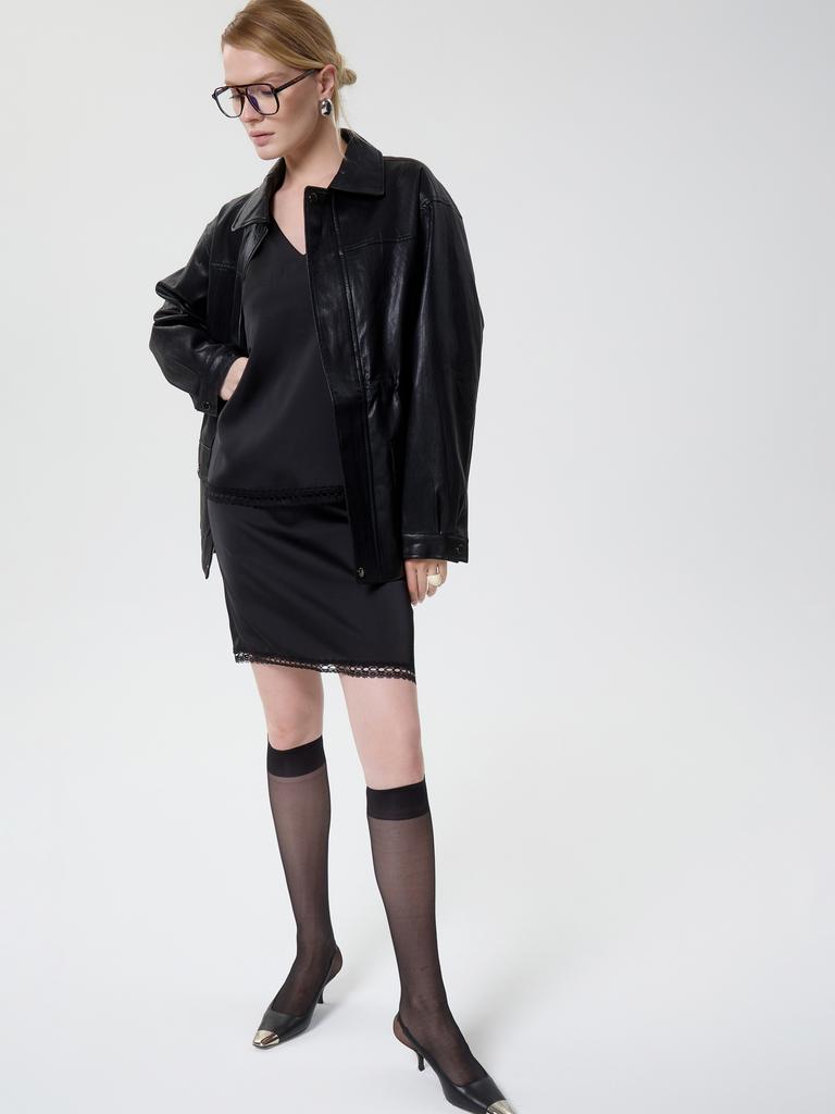 юбка с кружевной полоской черная