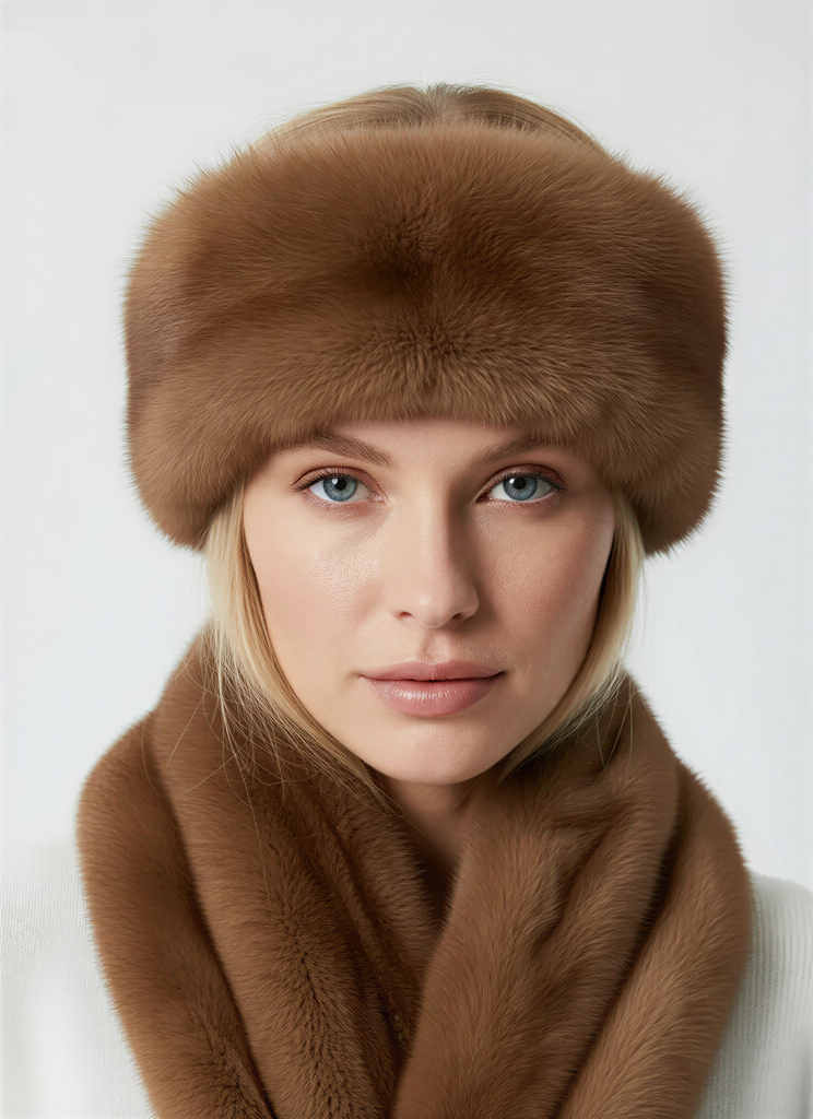 Повязка на голову под норку "Лечу в Куршевель" коричневая
