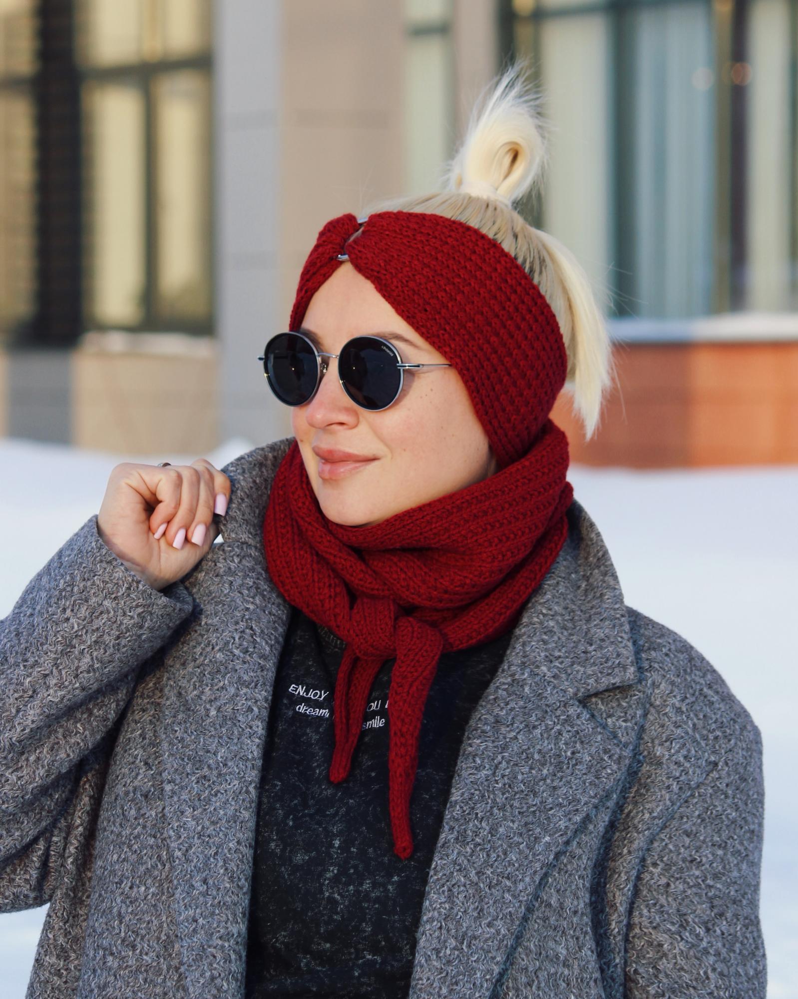 Комплект повязка с кольцом+ узкий шарф