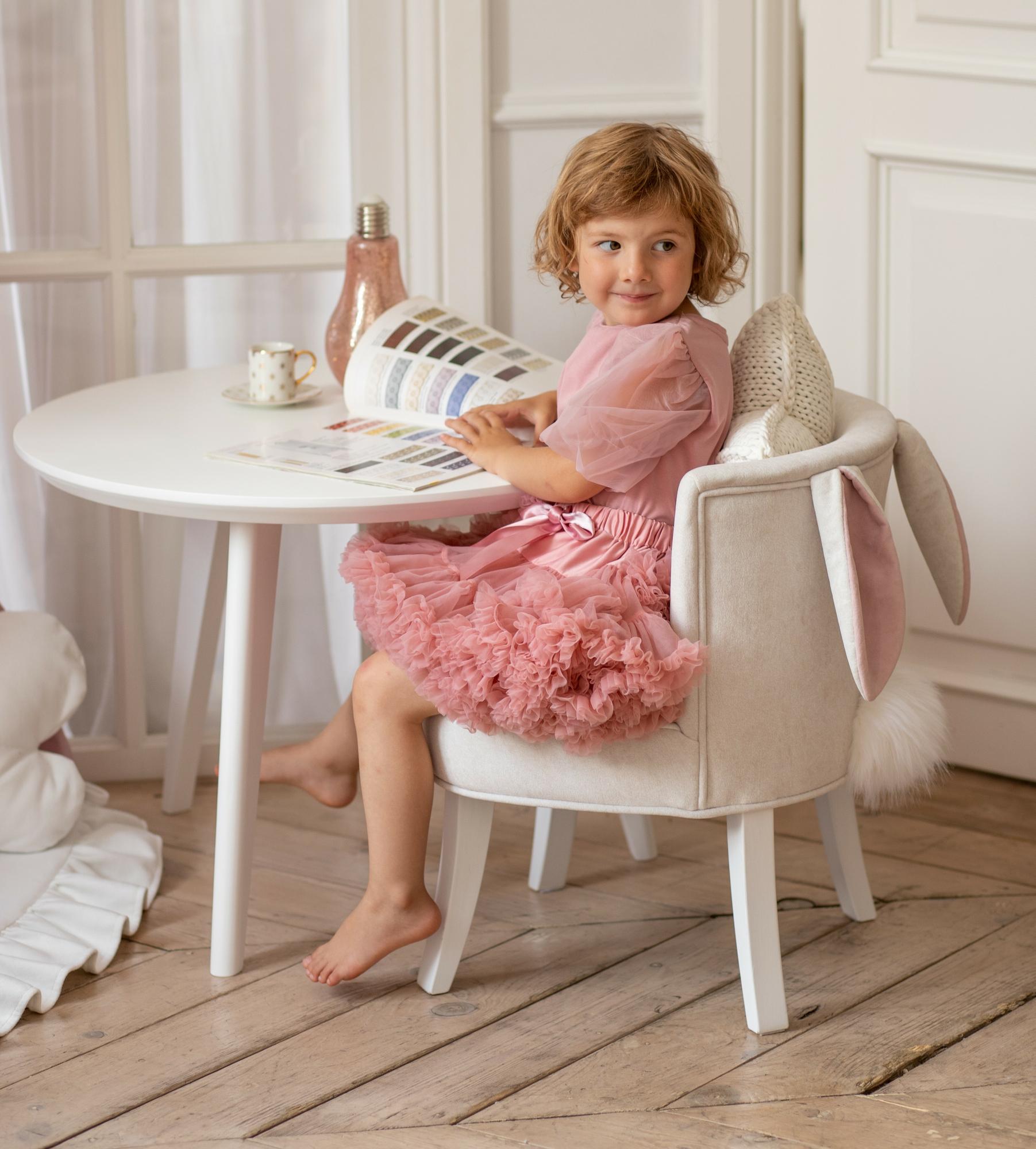 Стол детский массив белый на 3х опорах