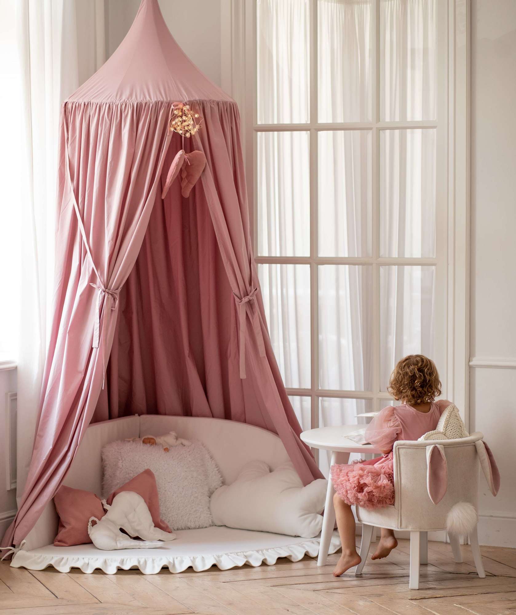 Балдахин Amari Розовый плательная ткань натуральный состав