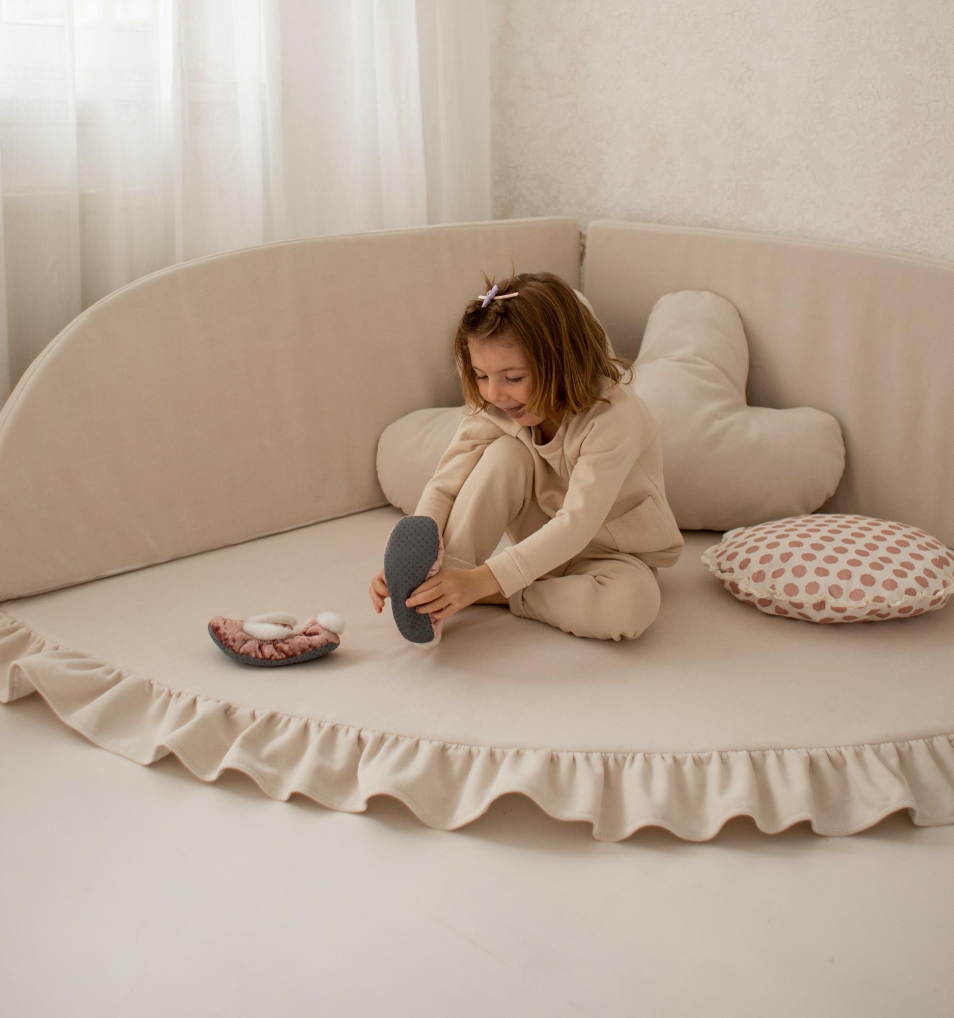 Игровая зона напольная мягкий уголок бежевый увеличенный 130 см