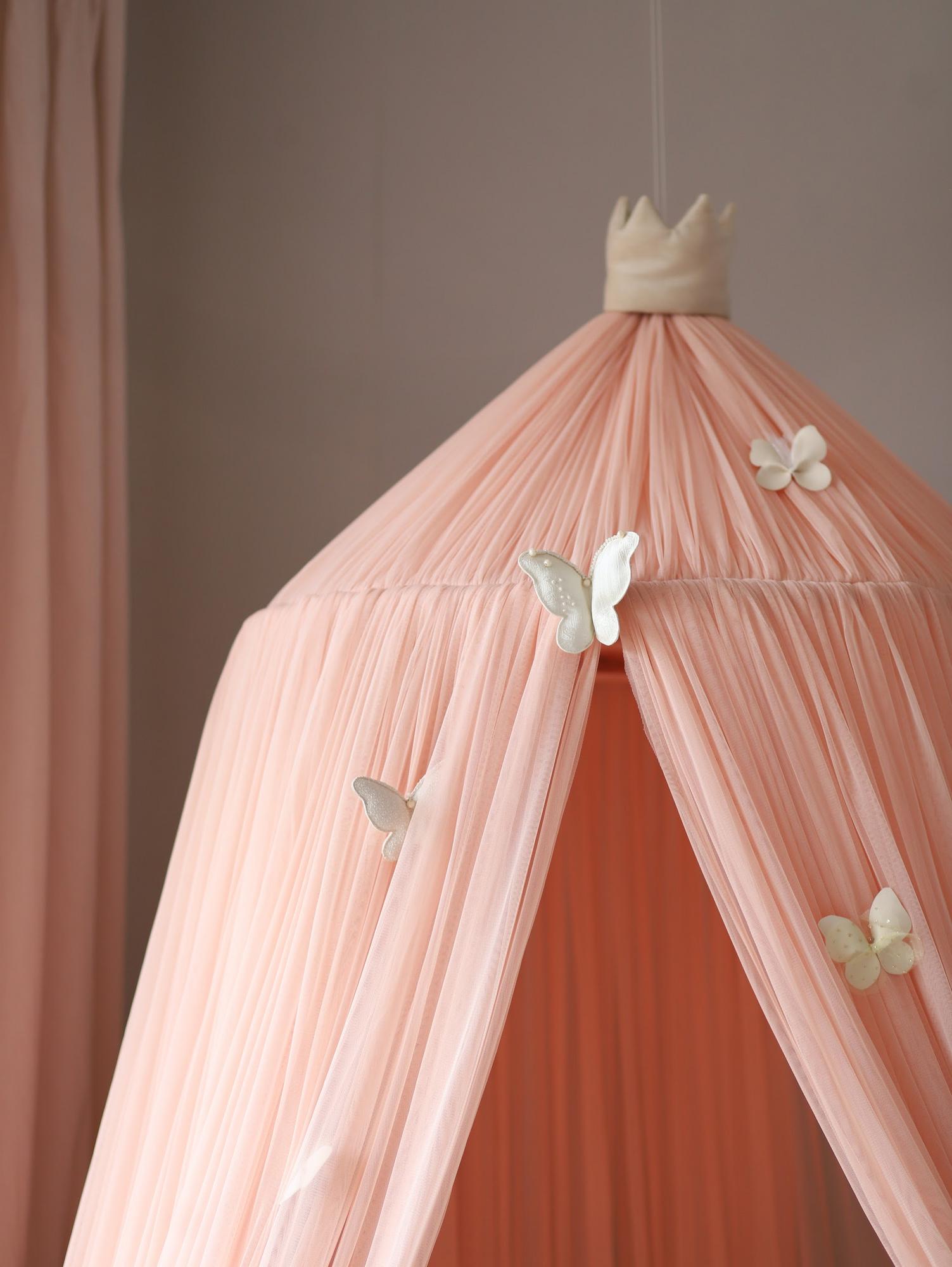 Балдахин Фатиновый Пышный с помпоном персиковый