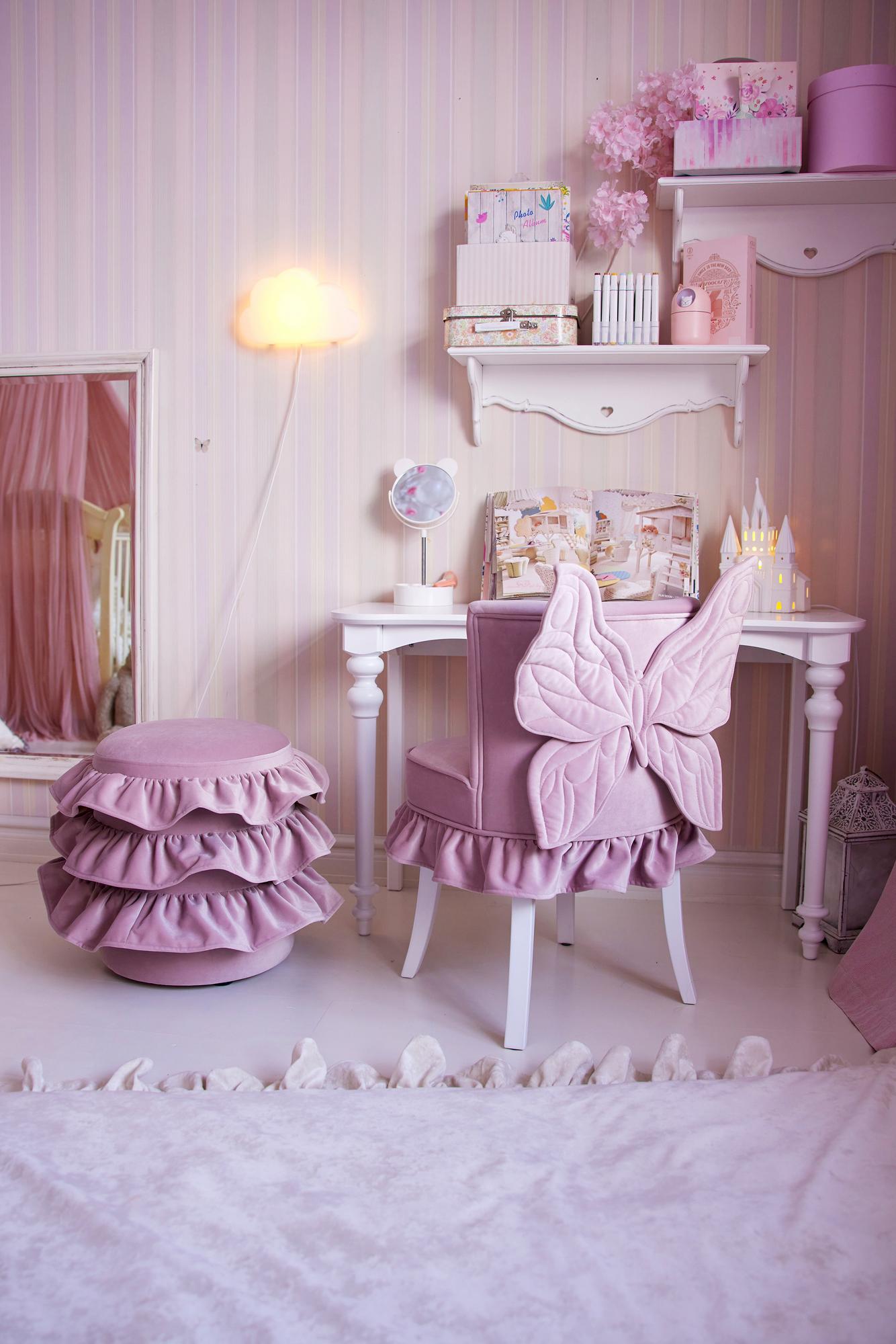 Пуф к письменному столу розово-сиреневый