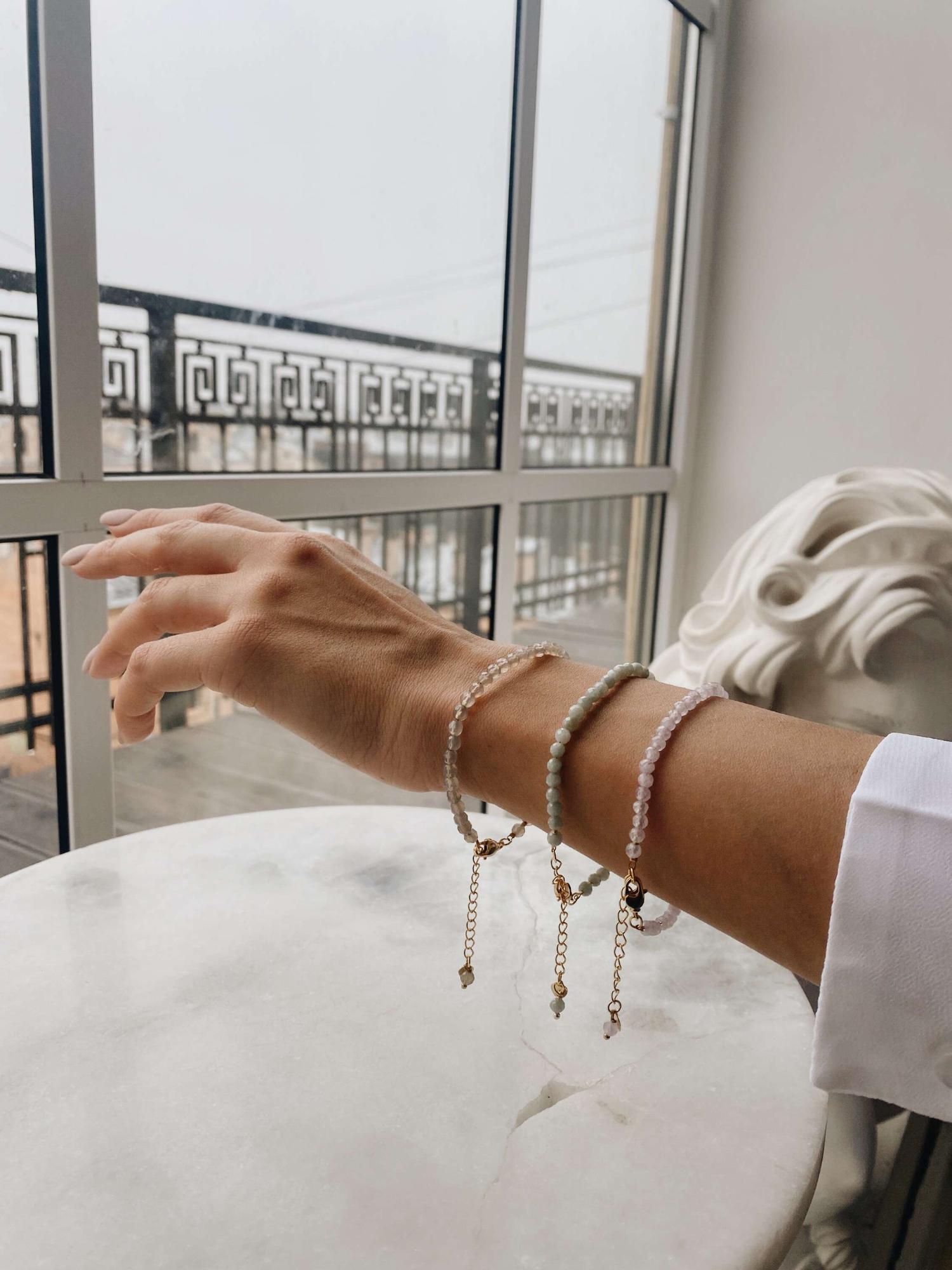 Браслет из граненого камня 4 мм с удлинителем