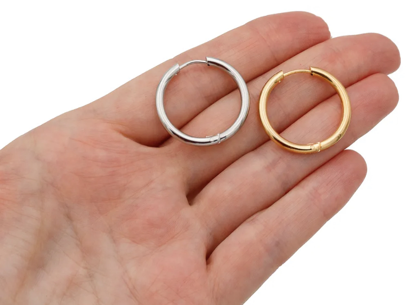 Серьги основа КОЛЬЦА тонкие размер L gold/silver