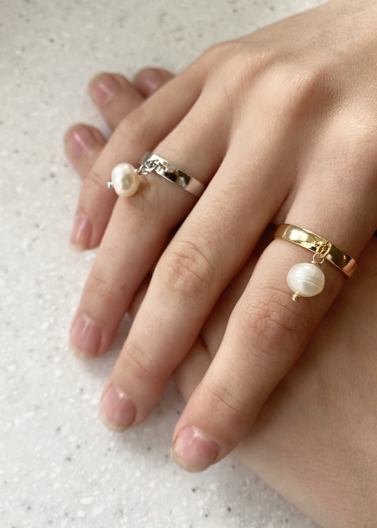 Кольцо с жемчужиной gold/silver