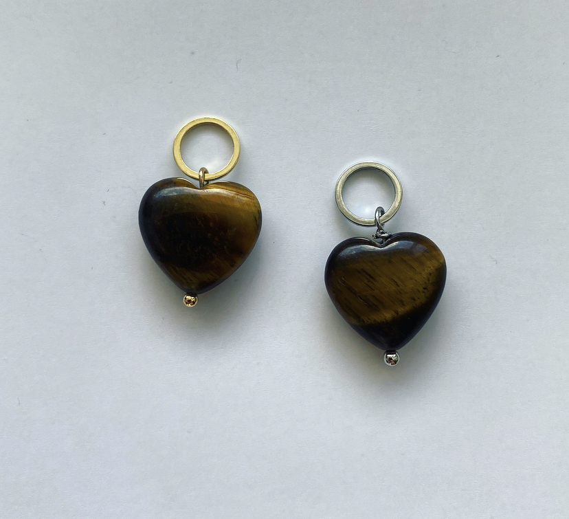 Подвеска Сердце из тигрового глаза, gold/silver