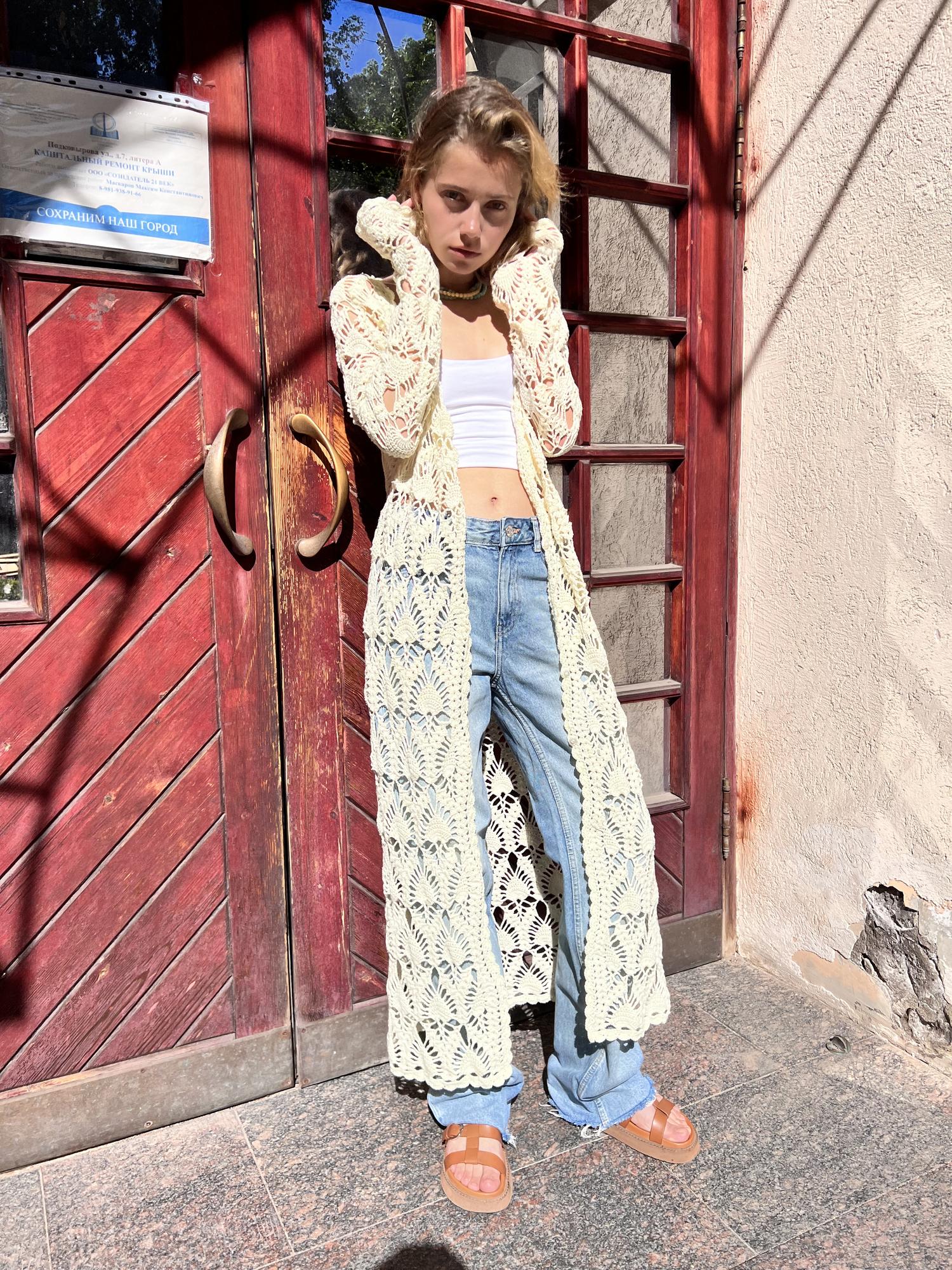 Ажурное платье-кардиган