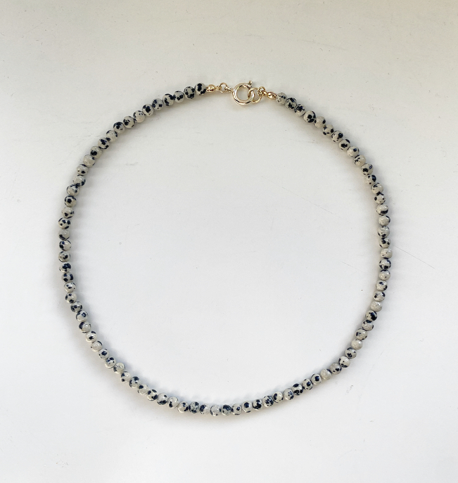 Колье из бусин Порфира 4 мм, gold/silver