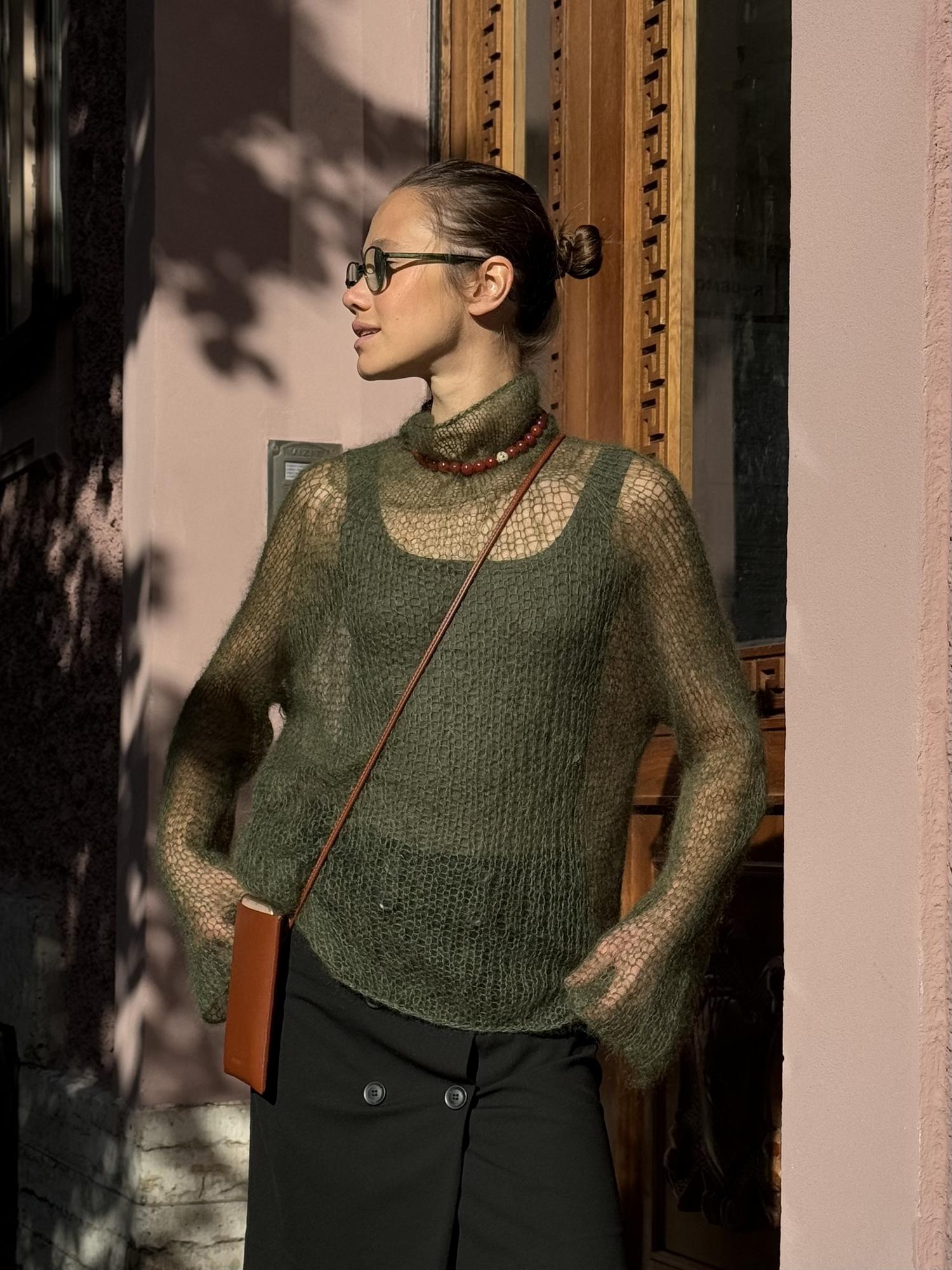 Свитер ВУАЛЬ зеленый мох