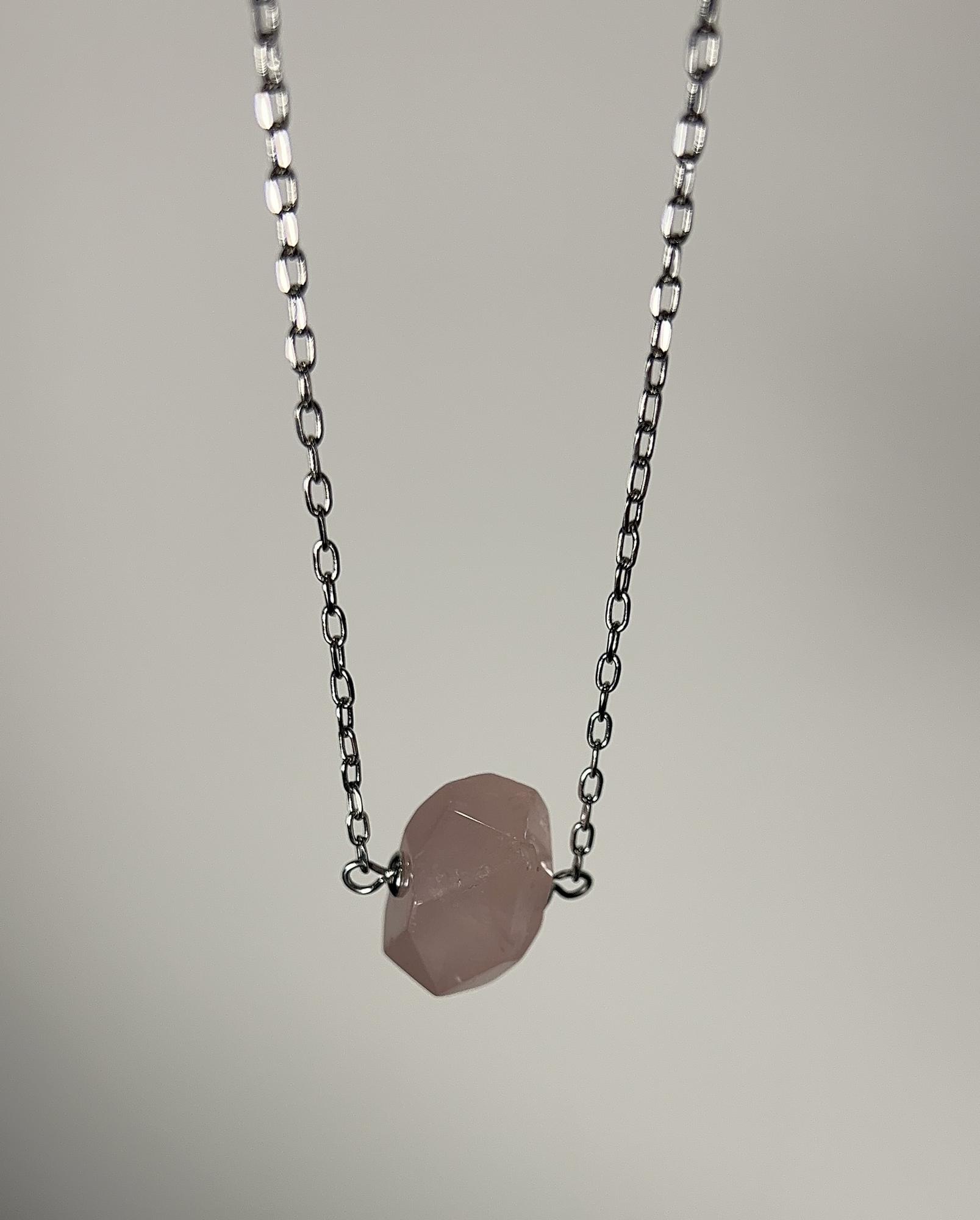 Цепь Кристалл с розовым кварцем
