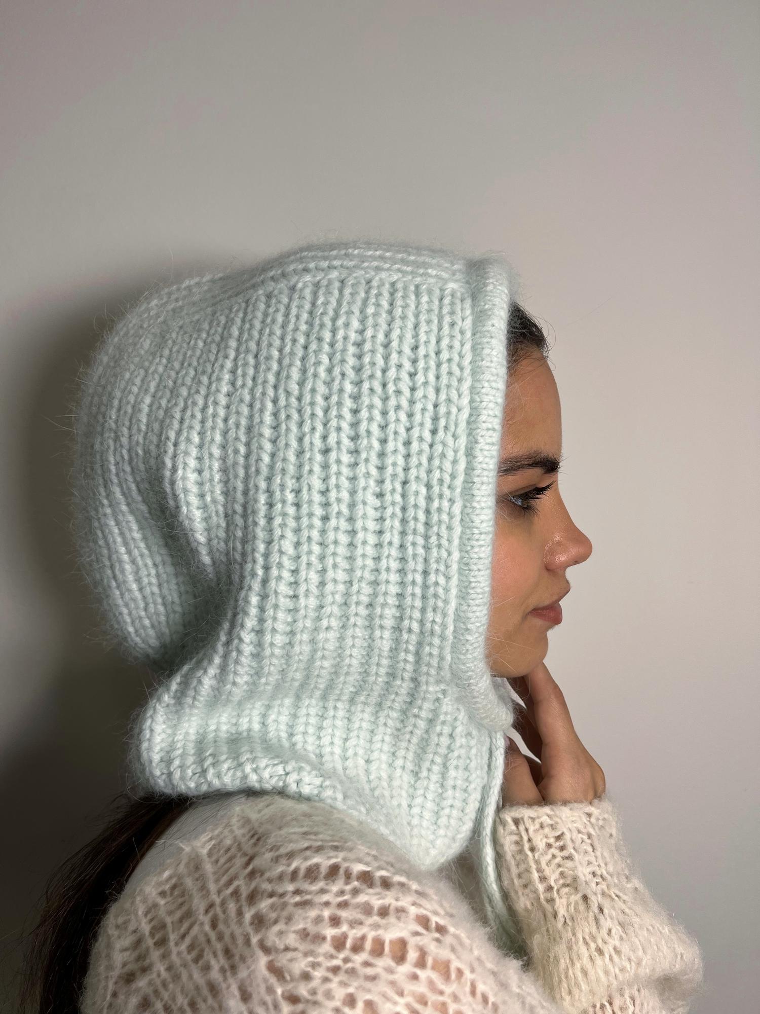 Капюшон из пуха норки мята