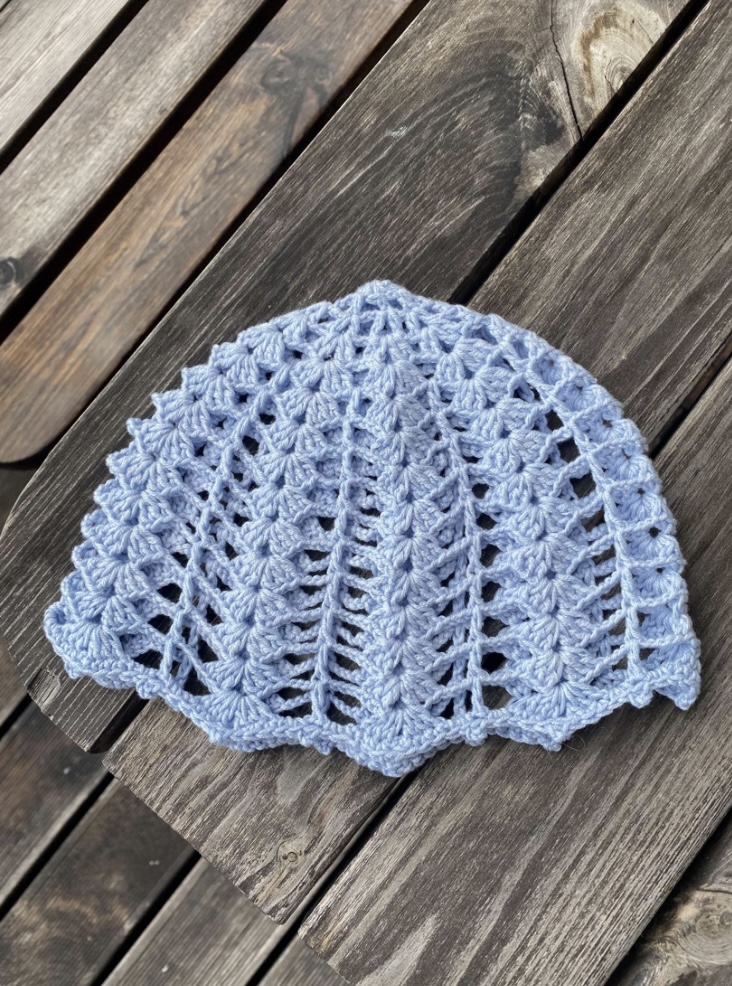 Шапочка ажурная голубая