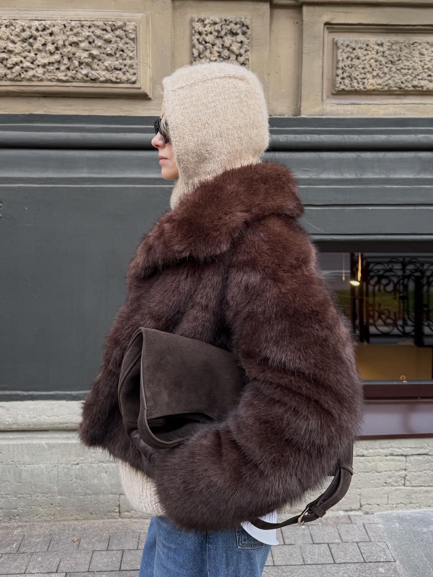 Мини капор из альпаки, бежевый