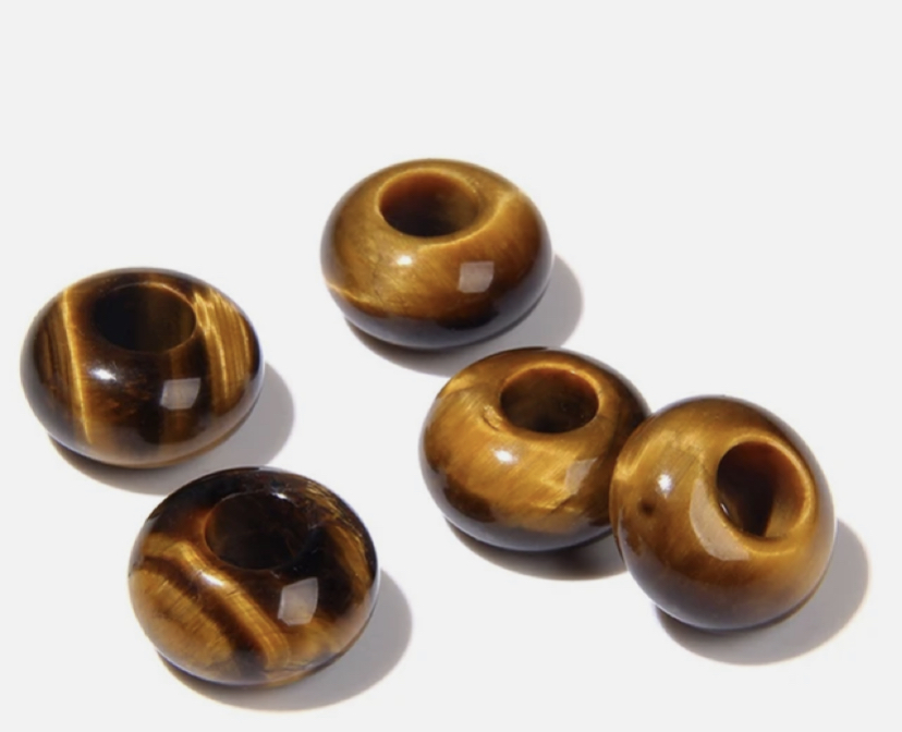 Подвеска Пончик из камня 10 мм, тигровый глаз