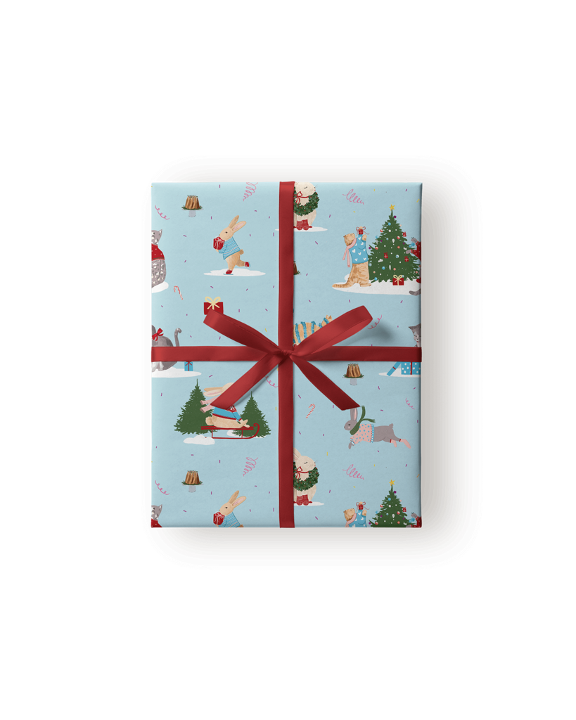 Упаковочная бумага "Коты и кролики"