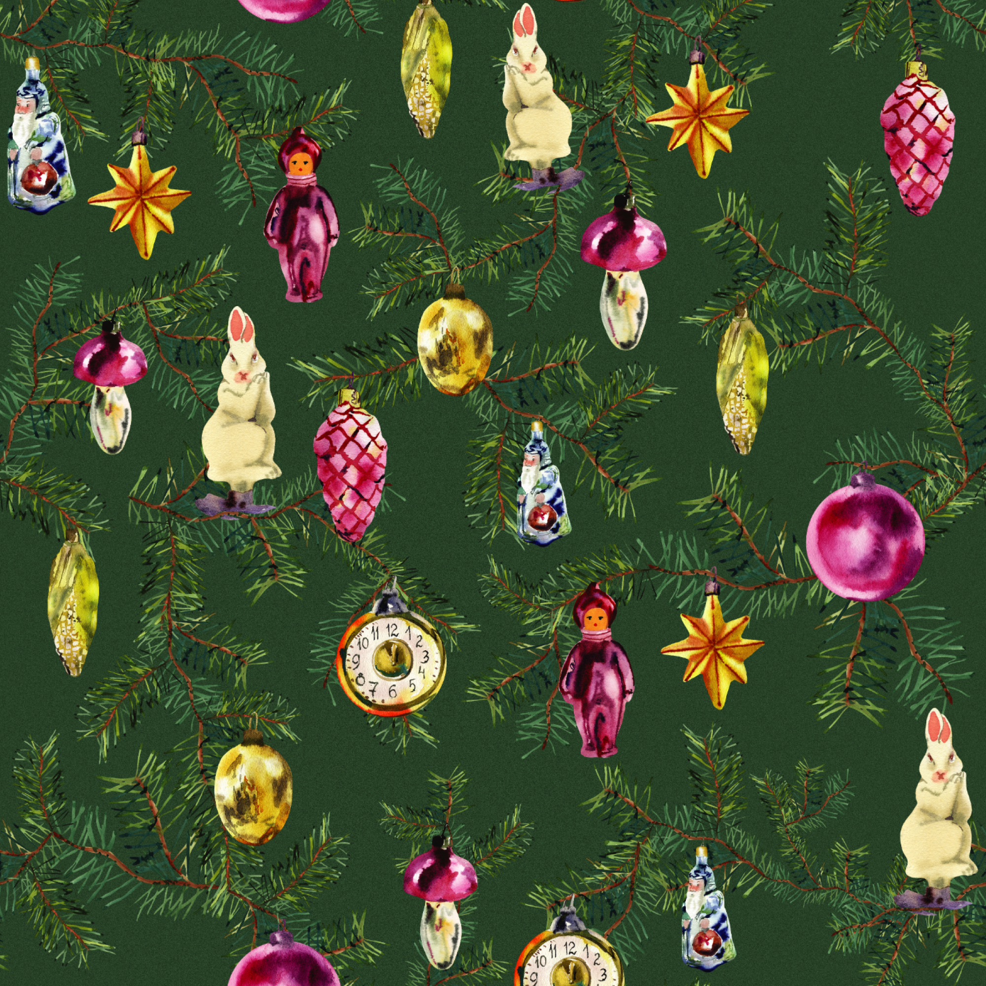 Упаковочная бумага "Елочные игрушки"