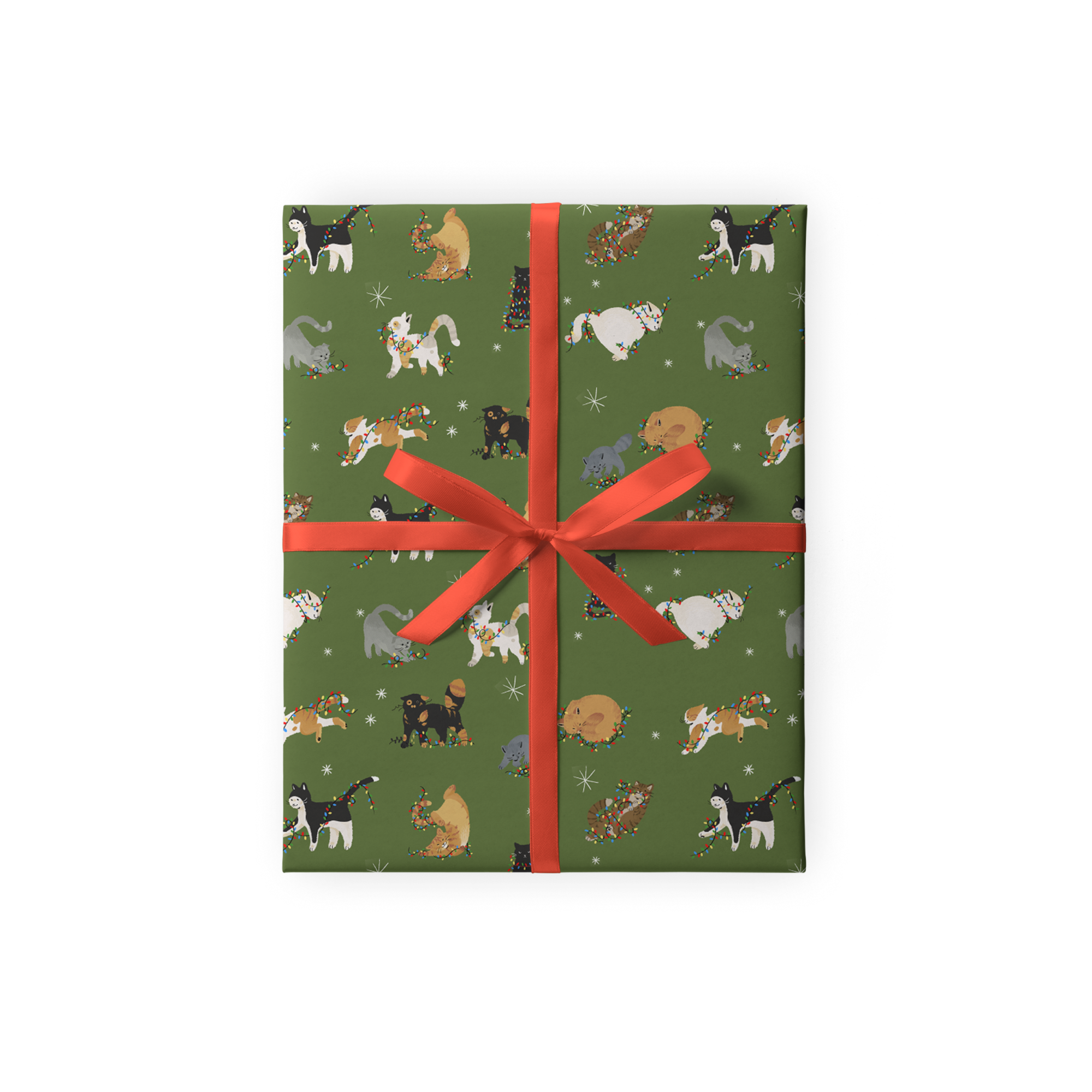 Упаковочная бумага "Коты в гирлянде"