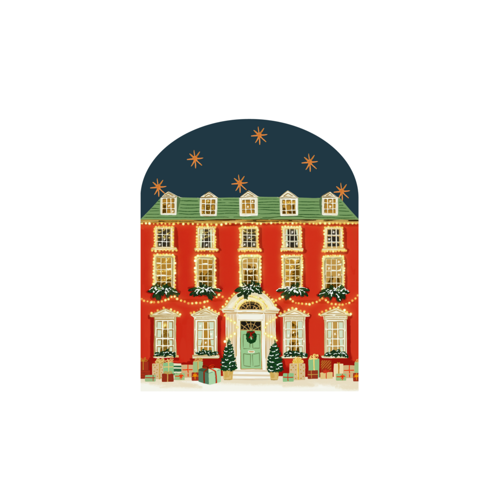 Открытка "Праздничный дом", раскладная