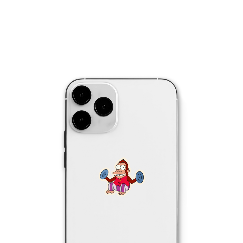 Стикер "Обезьяна с тарелками"