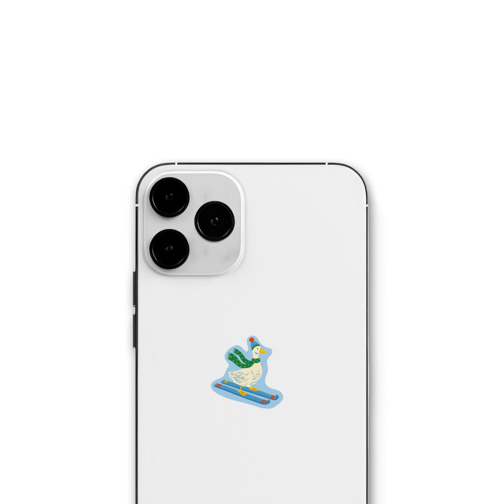 Стикер "Гусь на лыжах"