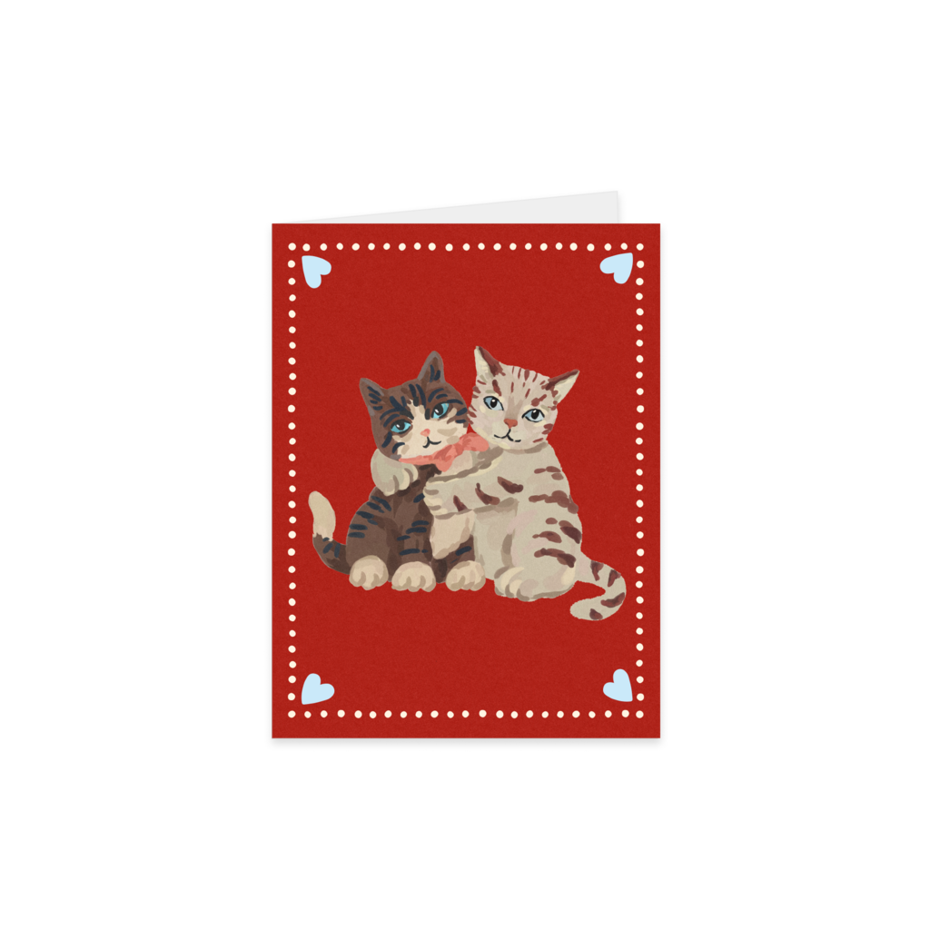 Открытка "Котики" (red), раскладная