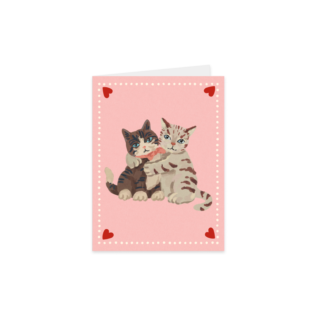 Открытка "Котики" (pink), раскладная