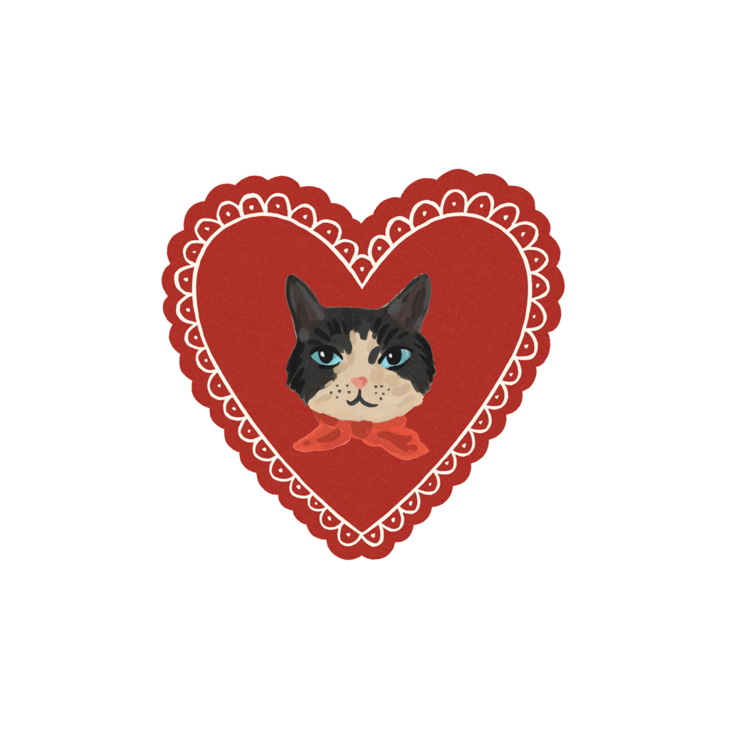 Открытка "Любовь и котики" (red)