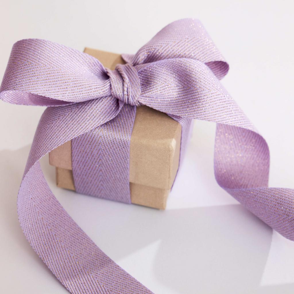 Лента хлопковая в катушке "Lilac glitter"