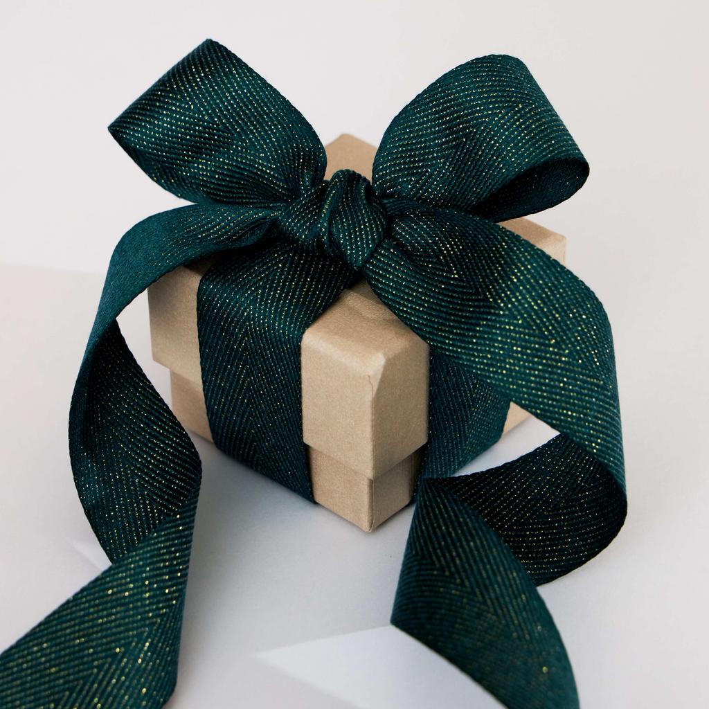 Лента хлопковая в катушке "Forest gold glitter"