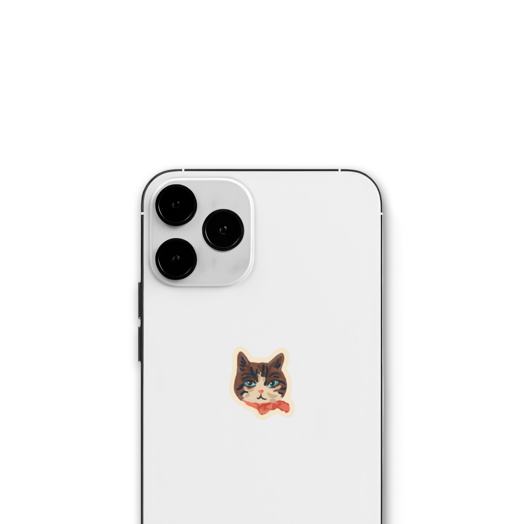 Стикер "Котик с бантом"