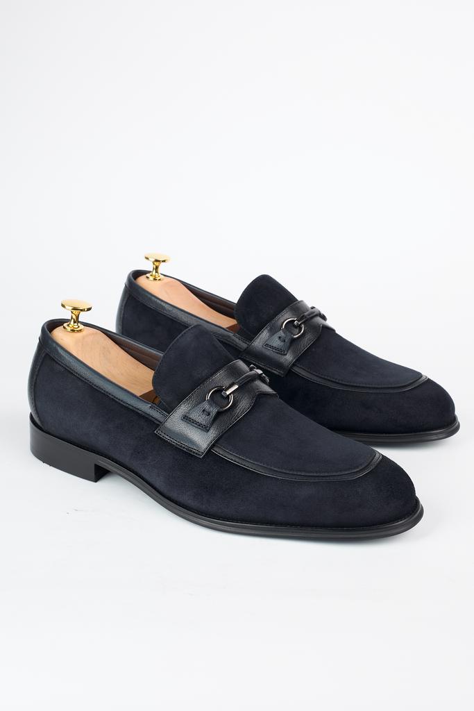 СИНИЕ ЛОФЕРЫ ИЗ 100% НАТУРАЛЬНОЙ ТЕЛЯЧЬЕЙ КОЖИ / ЗАМШИ