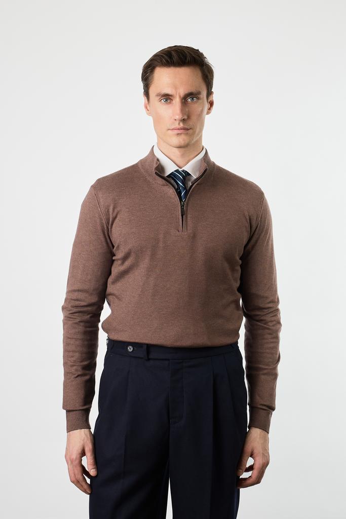 ДЖЕМПЕР НА МОЛНИИ 1/4 ИЗ СМЕСИ ХЛОПКА И КАШЕМИРА