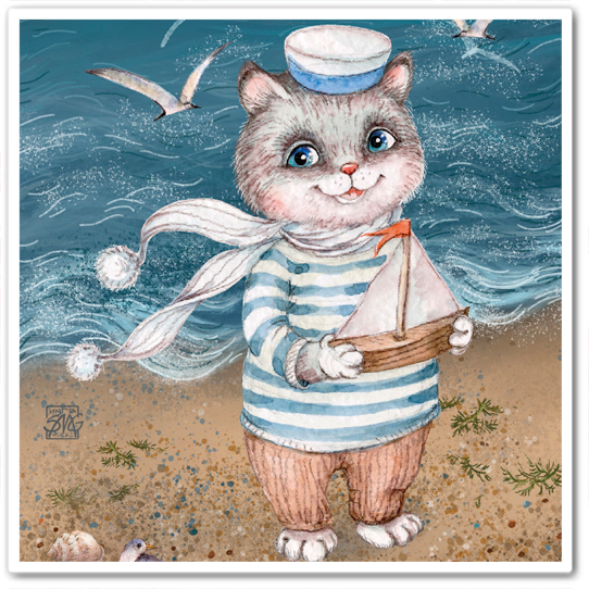 Котик на море